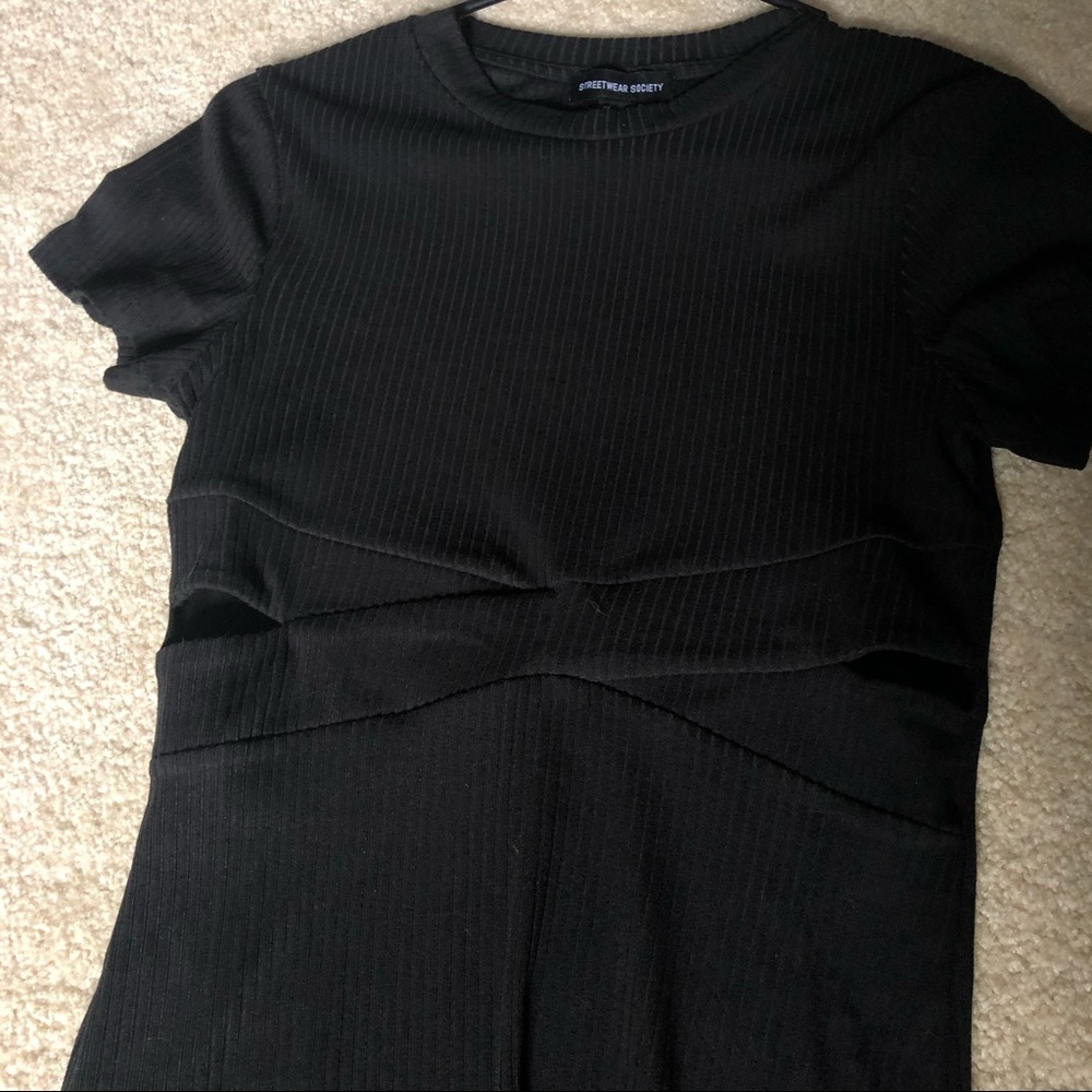 Soft Ribbed Side Cut Out Mini Dress - Picture 2 of 5